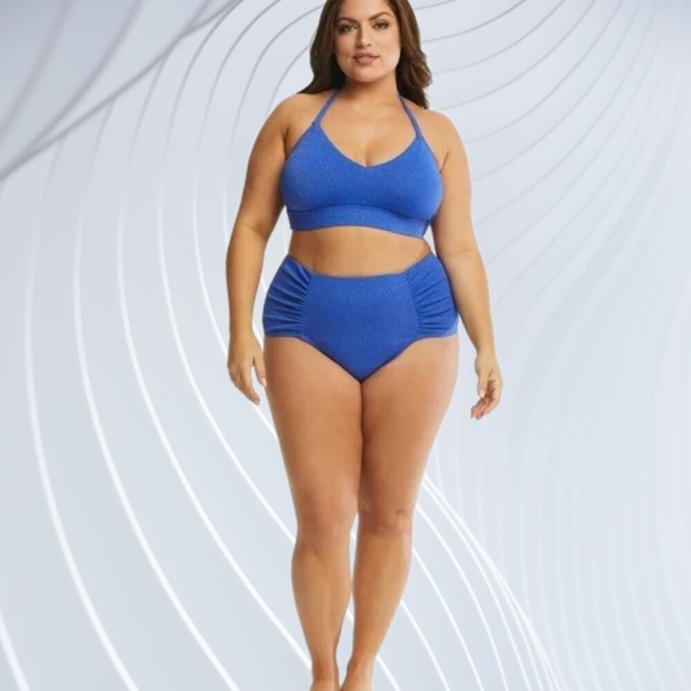 Time and Tru Womens Size 3X 2-Piece Swimsuit Blue - Royal Crew